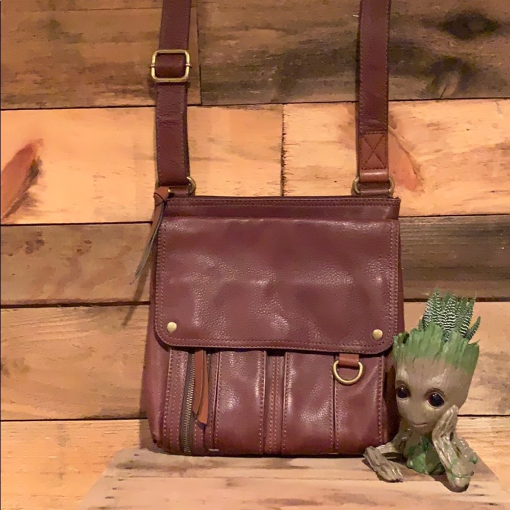 Beautiful Fossil brown leather crossbody bag